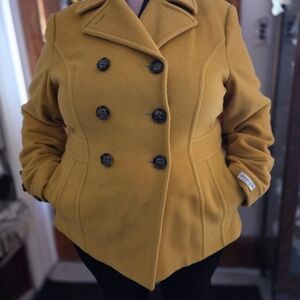 Women's Mustard Double-Breasted Coat